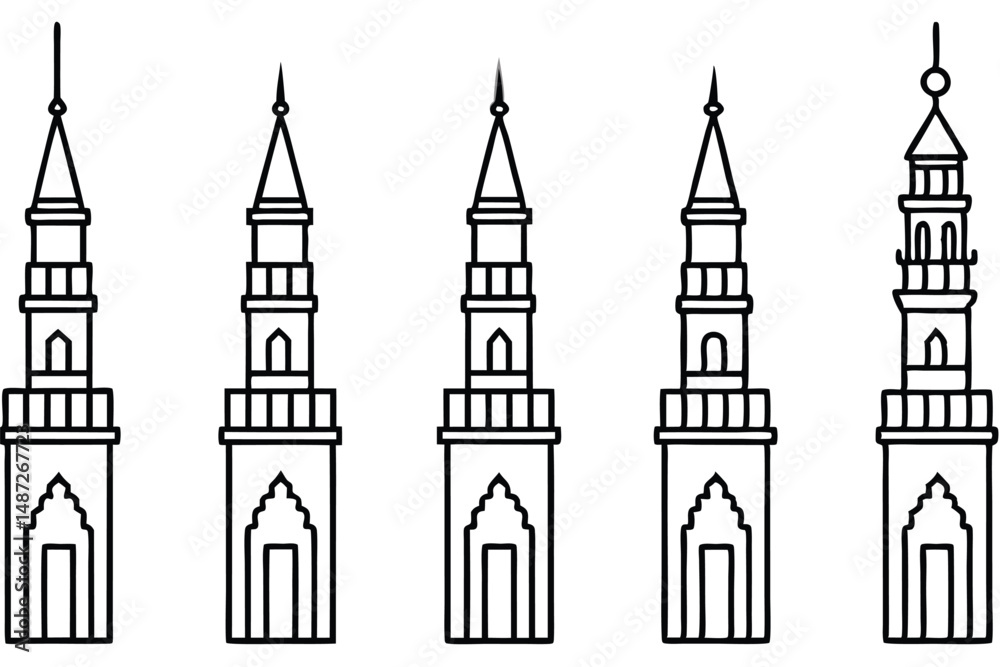 Fototapeta premium Giralda Minaret Iconic City Symbol Line art