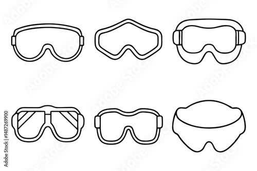 Goggles on face line art