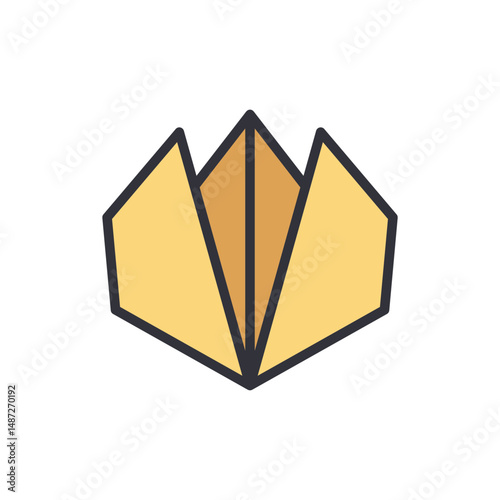Stylized Origami Petal Symbol Design On Transparent Layer Background