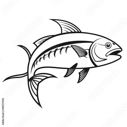 Fish icon vector black on white background. Adobe Illustrator Artwork