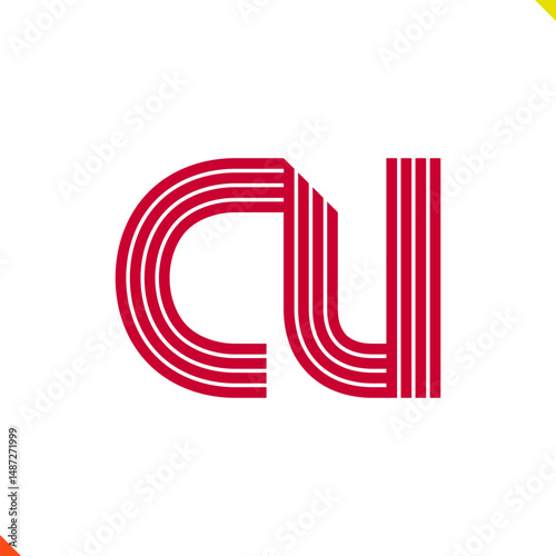 Parallel Line Initial Logo Letter C and U