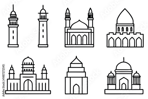 Great Mosque of Sama Historic Landmark Line Art