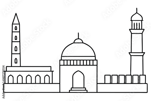 Great Mosque of Sama Majestic Dome Line Art