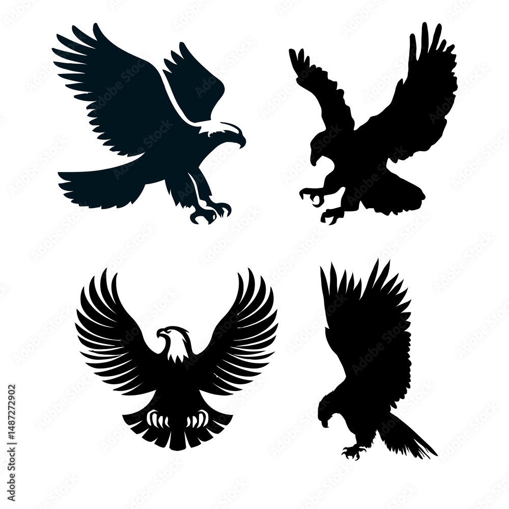 Obraz premium black and white hawk silhouette image