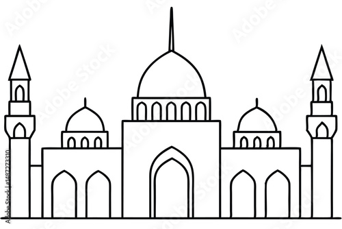Great Mosque of Sama Elegant Structure Line Art