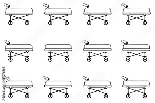 Gurneys medical trolley Line art