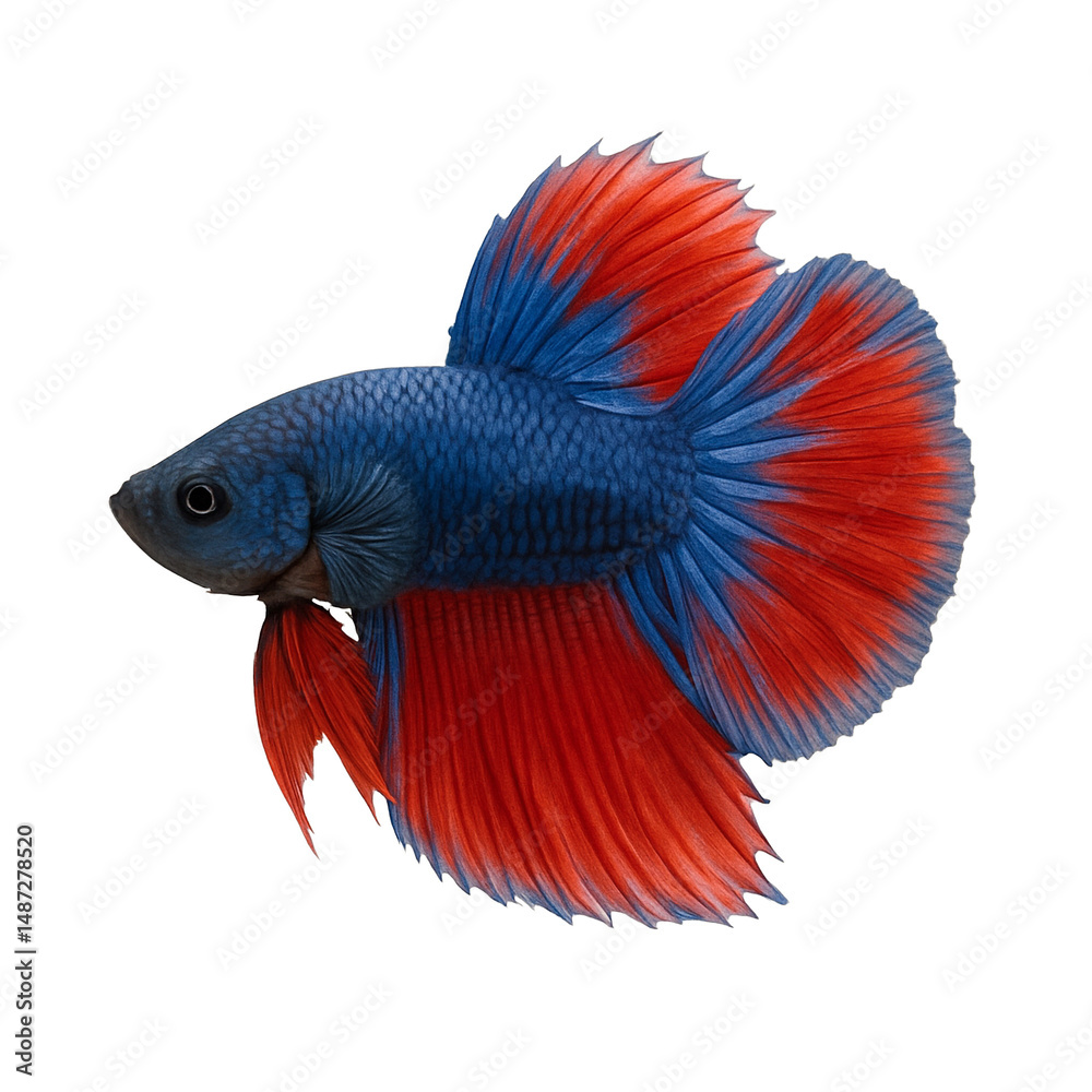 Fototapeta premium Vivid blue and red betta fish in motion