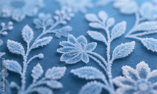 Wallpaper Mural Frosty floral embroidery design against a soft blue background showing detailed texture Torontodigital.ca