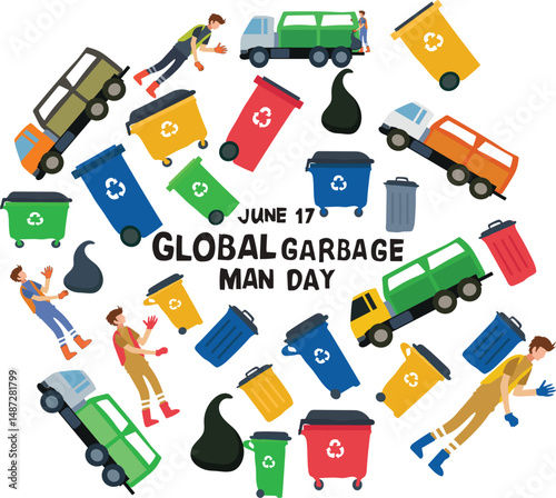 Global garbage man day free vector illustration is celebrated every year on 17 june