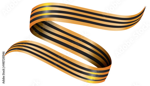 Vector black and gold St. George Ribbon in white background