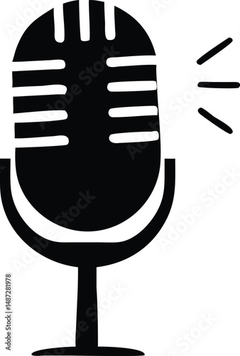 Vintage microphone broadcasts a clear audio signal against a simple, stark white backdrop
