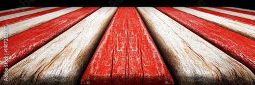 Abstract Red and White Wooden Planks Converging Pattern