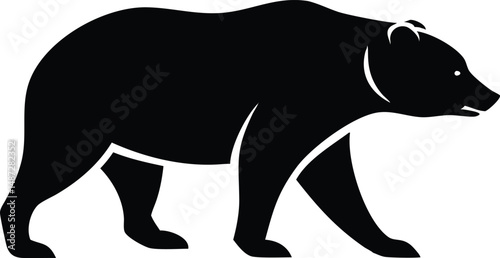 Walking bear silhouette in solid black shows the animal's simple powerful form