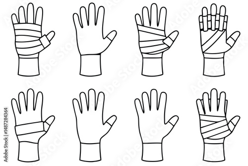 Hand splints support therapy Line art