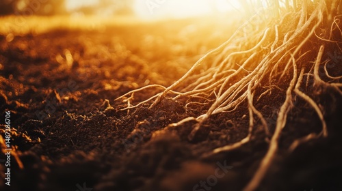 Golden Hour Roots: A Macro View of Nature's Foundation
