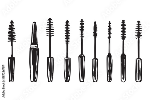  Black Mascara Wand With Bristles line art