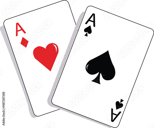 Two Aces in a Deck: Ace of Diamonds and Ace of Spades Representing High Value in Poker and Other Card Games"