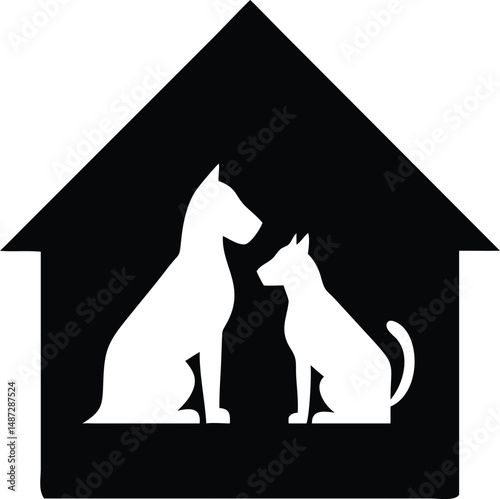 Inside the house, a white dog and cat sit together, both facing each other