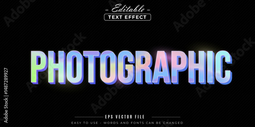 Neon glowing photographic text, editable text effect.