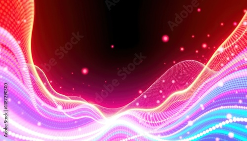 Glow Wave Data: Futuristic Neon Landscape, Connectivity