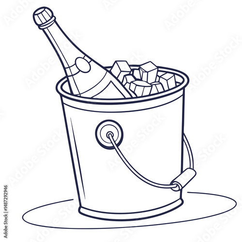 Ice bucket and bottle vector on white background. Adobe Illustrator Artwork