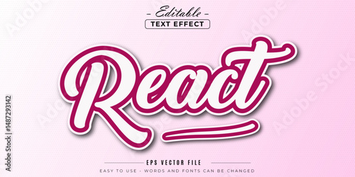 Pink and red react text theme, editable text effect.