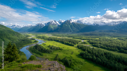 Snowy mountains of Alaska landscape with forests valleys and rivers in daytime Breathtaking nature composition background wallpaper travel destination adventure outdoors 25657973 3