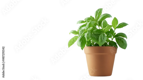 Wallpaper Mural Indoor herb gardening basil plant in terracotta pot home decor minimalist style bright light natural growth Torontodigital.ca