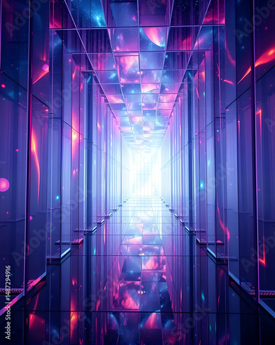 illustration with the image of a colorful, fantastic tunnel in the form of a glowing portal, for the design of your designs in the fantasy style