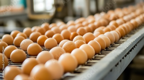 Eggs on Conveyor Belt in a Poultry Farm: A Glimpse into the Egg Production Process