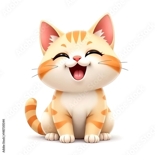 Adorable Happy Cartoon Cat Illustration A Cheerful Feline Friend