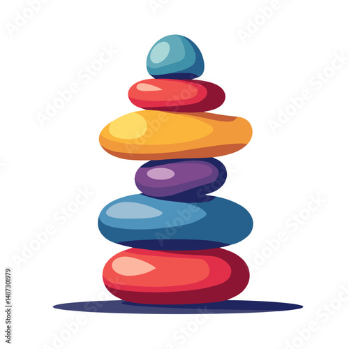 Colorful stacked stones symbolizing growth and balance, modern design