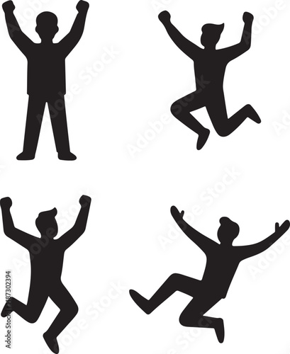 Joyful Jumping Silhouettes Vector Set