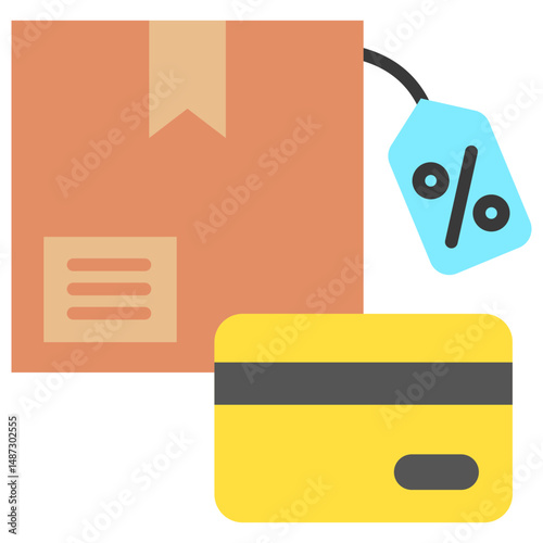 Credit Card flat color, mini illustration icon. use for modern concept, print, UI, UX kit, web and app development. Vector related to sales, logistic and ecommerce