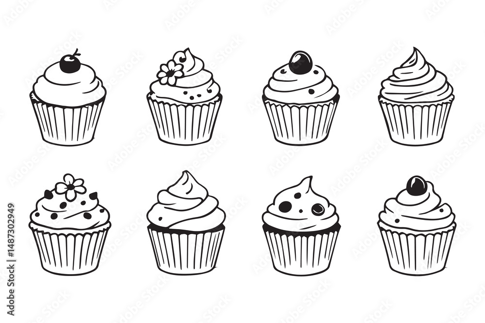 Cupcake line art Cupcake line art