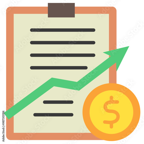 Finance Plan flat color, mini illustration icon. use for modern concept, print, UI, UX kit, web and app development. Vector related to sales, logistic and ecommerce