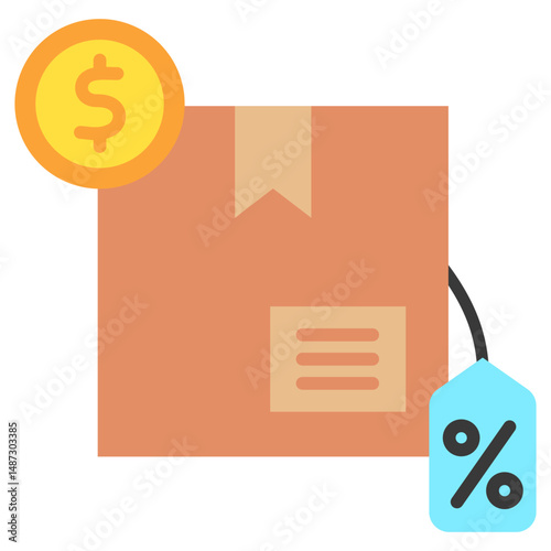 Label Tag flat color, mini illustration icon. use for modern concept, print, UI, UX kit, web and app development. Vector related to sales, logistic and ecommerce