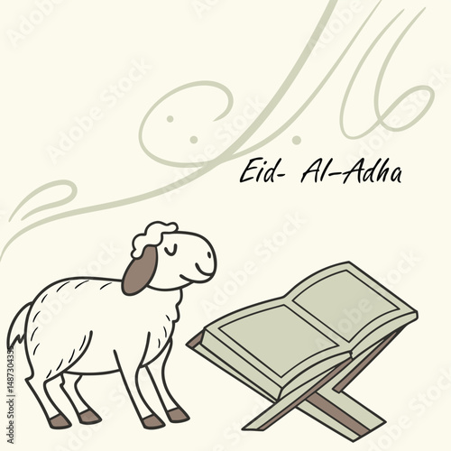 Lamb Beside Open Quran for Eid al Adha  