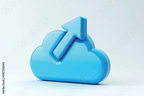 "High-Quality 4K Cloud Upload Icon in Blue for Cloud Storage, Data Backup, File Sharing, and Cloud Computing Technology Visuals"

