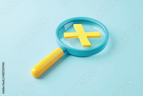 "4K Magnifying Glass with Plus Symbol Icon for Zoom In, Search Enhancement, Magnification, and Detail Focus Technology Visuals"

