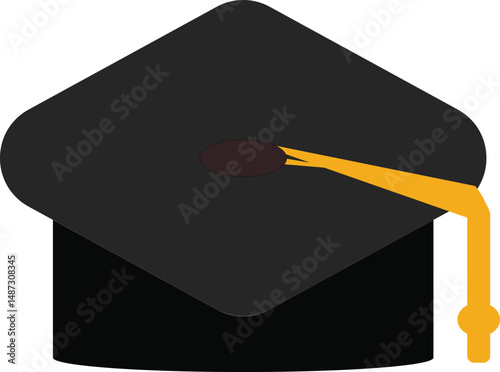 Graduation cap vector icon, Academic cap linear, student black cap silhouette, graduation hat with tassel flat icon