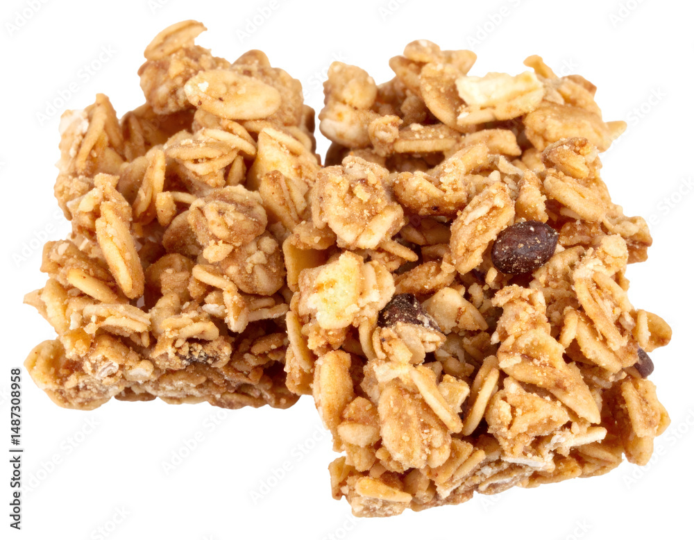 Obraz premium Close up of granola clusters isolated on transparent background