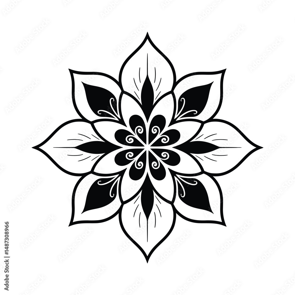 Fototapeta premium Simple ethnic mandala design for coloring books, logos, and decoration