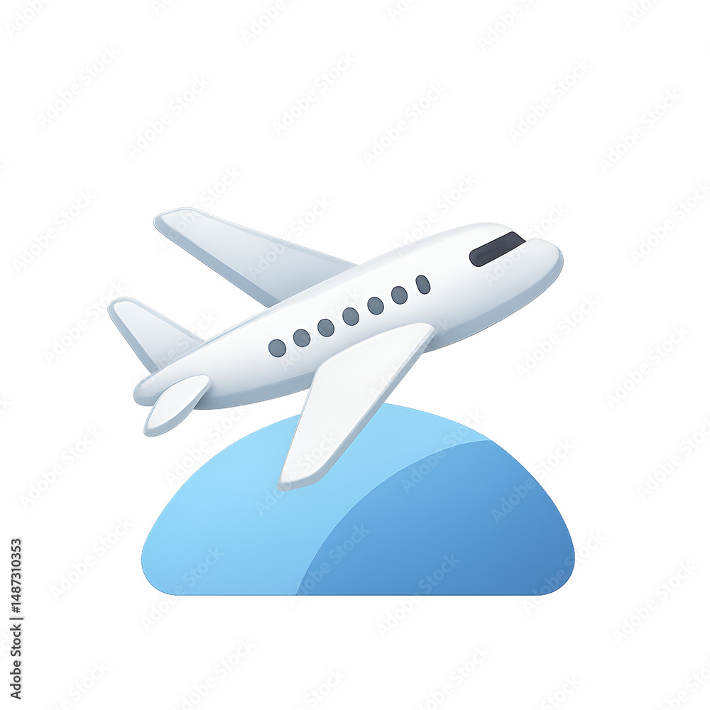 Fototapeta premium Minimalist Travel Icon – Airplane Flying Over Globe Vector Isolated on White