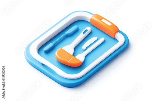 "Isometric digital toolkit with wrench, screwdriver, magnifying glass, and ruler, colorful maintenance and repair tools set, 3D vector illustration"

