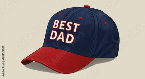 Blue and Red Baseball Cap with Best Dad Embroidery