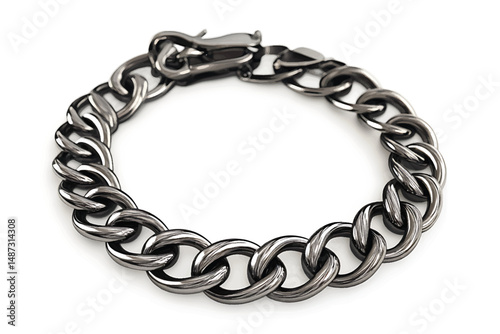 "Elegant silver chain bracelet with interlocking links and secure clasp, perfect jewelry accessory on a white background"

