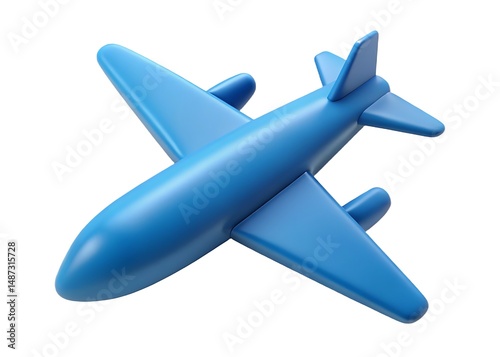 Modern 3D Plastic Plane Symbol for Travel Apps, Airline Logos, and Tourism Websites