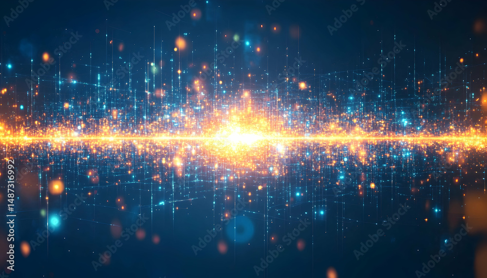 Obraz premium Abstract digital background image featuring glowing particles and lines, ideal for technology, data, and network concepts.
