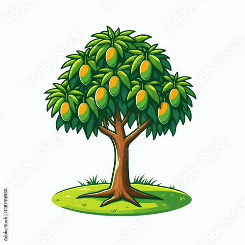 illustration of a manggo fruit tree